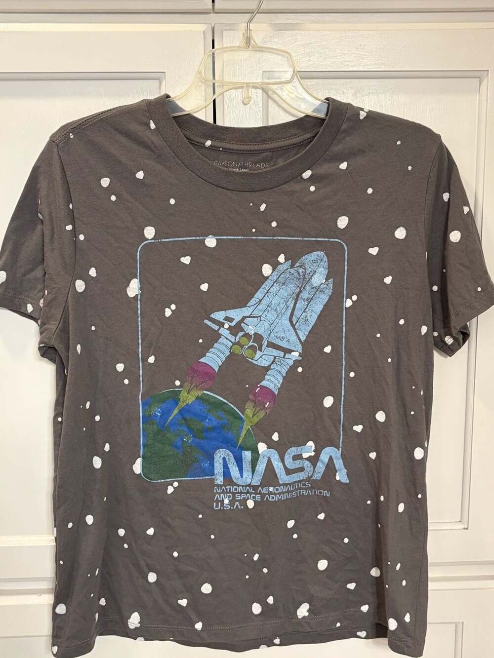 Grayson Threads NASA Space Shuttle T-Shirt Size L Gray Graphic Print